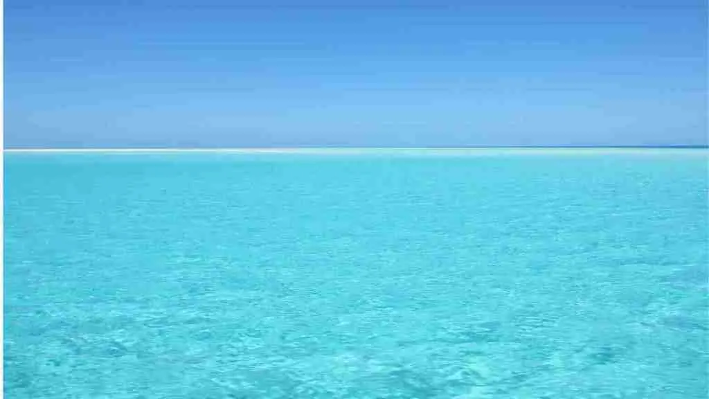 Image of the blue ocean and horizon, calm turquoise sea